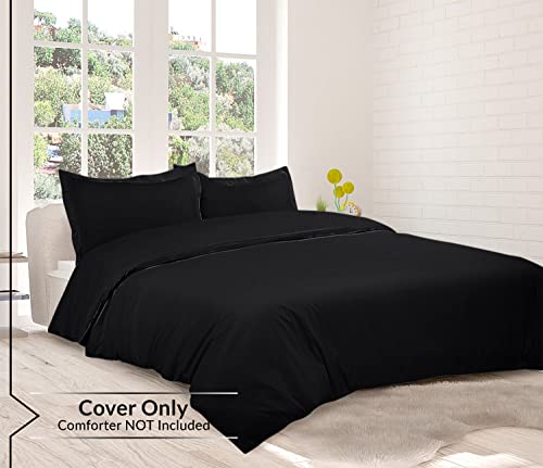 Image of ROYALE LINENS Black Duvet Cover Full Size - 3 Piece Bedding Comforter Covers - Zipper Closure - 1 Full Duvet Cover 80x90 inches and 2 Pillow Shams - No Comforter Included