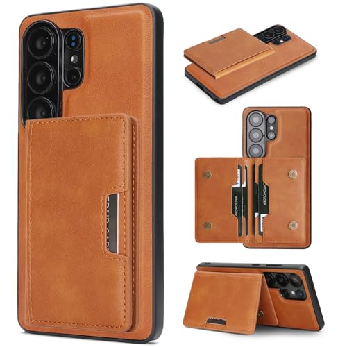�y���U�[ �J�[�h�P�[�X �}�O�l�b�g �X�^���h Magsafe�Ή��z Galaxy S26 Ultra �p �P�[�X �J�[�h���[ �X�g���b�v�z�[�� ���C�����X�[�d�Ή� �M�����N�V�[ S26�E���g�� �J�o�[ (�u���E��)
