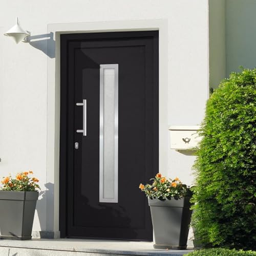 Gecheer Porte d'entrée Alu Sécurisée 108x200cm, Isolation Thermique, Serrure 5 Points, Anthracite/Blanc Modèle YHS1009ZJ-279239FR