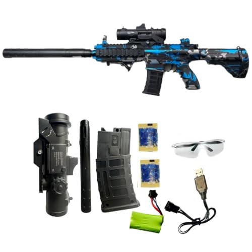Image of Gel Ball Blaster Gun Automatic Gun for Kids-Adults High Speed Including Gel Balls for Kids and Adults Blue Color (Q5)