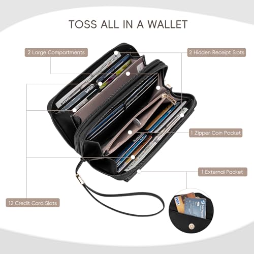 CLUCI Wallet Women Large Capacity Wristlet Purse for Women Long Ladies Wallet RFID Blocking Multi Credit Card Holder4