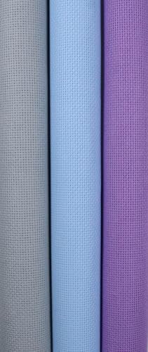Image of KCS 3 pc of 15 inch x 18 inch(38cmx45cm) 18 Count Cross Stitch Cotton Aida Cloth Needlework Rolled Fabric Box,18CT,Light Grey+Light Blue+Lavender