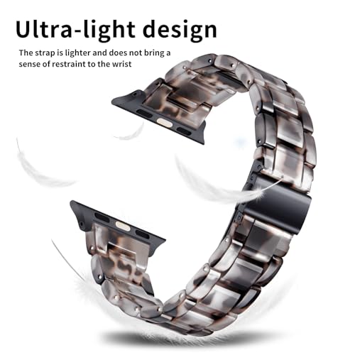 Image of Bestig Resin Band Compatible with Apple Watch Bands for Women 40mm 38mm 41mm 42mm(Series 11 10), Lightweight Waterproof Strap for iWatch Series 10 9 8 7 6 5 4 3 2 1 SE Men(Clear and Black)