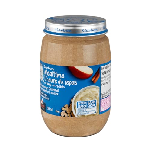 Gerber Mealtime Apple Cinnamon Oatmeal Purée, for Babies and Toddlers 8 Months & Up, Real Fruit, No Added Sugar, Non-GMO, Resealable & Recyclable 159mL Glass Jar - Image 6