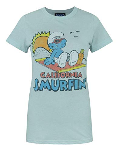 T-shirt Smurfs California Junk Food vintage en coton pour femme nostalgique