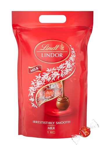 Lindt LINDOR bombones chocolate con leche - Aproximadamente 80 bolas, 1kg - bombón de chocolate con...