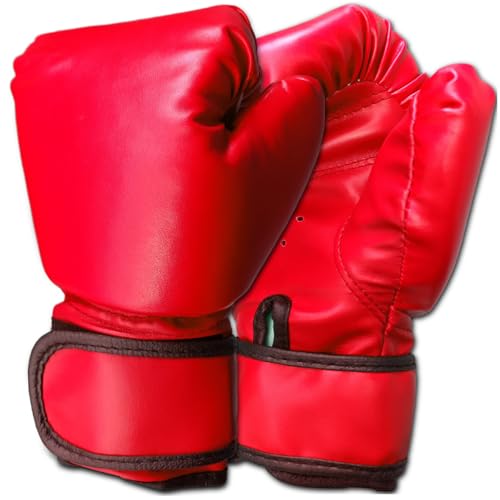 Kids Boxing Gloves,Boxing Gloves for Kids 3-12 Years Boys Girls Boxing Training Gloves for Punching Bag Kickboxing Muay Thai Red - No Pattern