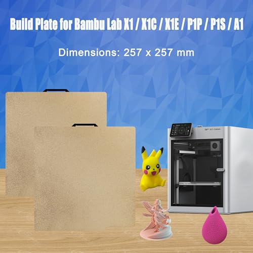 Image of Build Plate 257x257mm - GOMENL Build Plate for Bambu Lab P1P /P1S /X1 /X1C /X1E /A1 3D Printer, 3D Printer Spring Steel Removable Platform (Double Side Textured PEI)