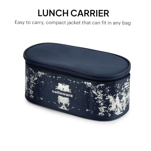 Image of CELLO Gemini Lunch Box Gift Set of 3 Pieces with Bag for Office Use, Blue | 300ml x 2 Steel Round Containers, 500ml x 1 Oval Container with 600 ml Water Bottle, Leak Proof Tiffin Set for School Travel