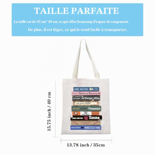 JTOUK Sac fourre-tout en toile pour les amateurs de livres Austen Book Club, Jane Book Tote EU, 13.78 inch x 15.75 inch, Large – vue 4