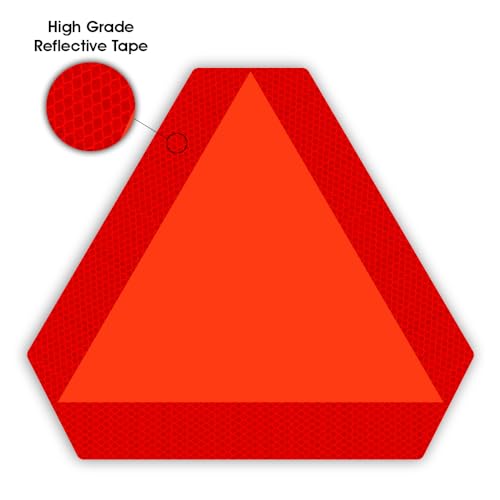Image of IGNIXIA (Pack of 01) Slow Moving Vehicle Sign, PVC Vinyl Decal Slow Moving Vehicle Triangle Sticker, 14 inchx 16 inch Inches Orange Base with Reflective Border, UTV, Safety Triangle Signs (1)