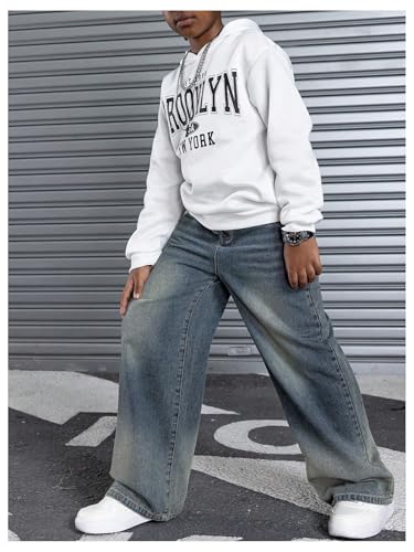 SHENHE Boy's Baggy Jeans Wide Leg Mid Waisted Casual Going Out Hip Hop Denim Pants3