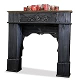 Loberon Margaux Manteau de cheminée   Magnifiques Ornements   Finition vieillie, Noir Vieilli