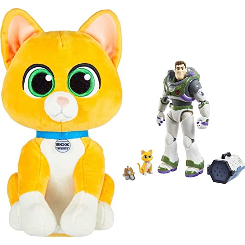 Image of Disney Pixar Lightyear Mission Pal Sox Feature Plush [Amazon Exclusive] & Alpha Class Collector Action Figure, Space Ranger Alpha Buzz Lightyear & Sox 6.75 Inches, 24 Articulated Joints, 6 Years & Up