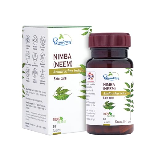 Image of Dhootapapeshwar Neem Tablets | Ayurvedic Skin Health & Blood Purifier | Anti-Fungal, Anti-Bacterial, Supports Digestion & Heals Wounds | 60 Tablets X Pack Of 2