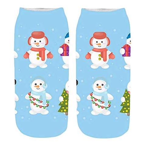 Unisex Christmas Novelty Ankle Socks Women Men Casual 3D Cartoon Colorful Fun Cotton Soft Thermal Warm Knitting Cozy Low Cut Socks Xmas Stocking Filler Fantastic Gift Idea Cover