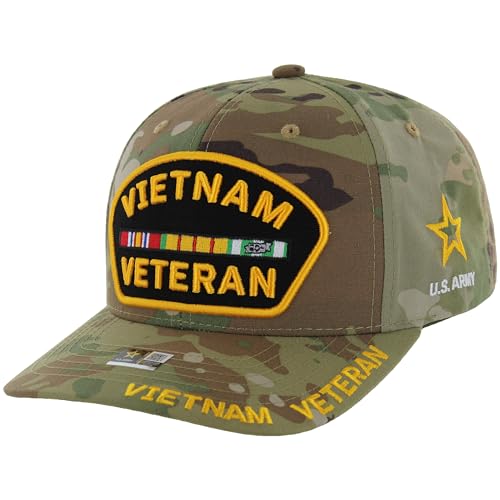 Image of Vietnam Veteran Hat US Army Official Licensed Army Veterans Embroidered Adjustable Military Baseball Cap for Men