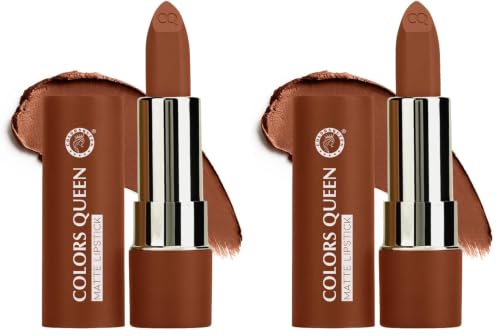 Image of Colors Queen Lippie Creamy Matte Lipstick | Single Swipe Application, Long Lasting & Highly Pigmented | Lightweight Lipstick for Women Infused with Jojoba Oil and Vitamin E (08 - Coffee, 5g)