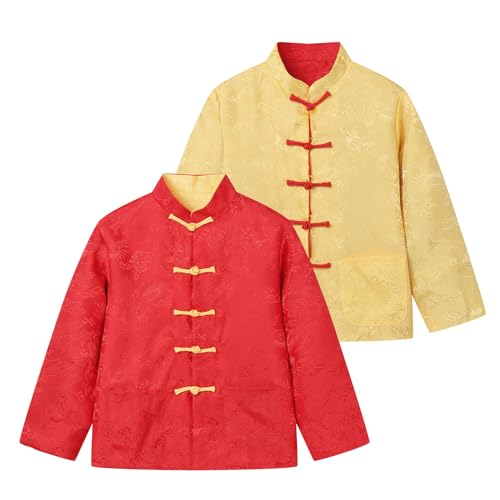 LittleSpring Boys Girls Reversible Tang Jacket Long Sleeve Chinese New Year Traditional Clothes