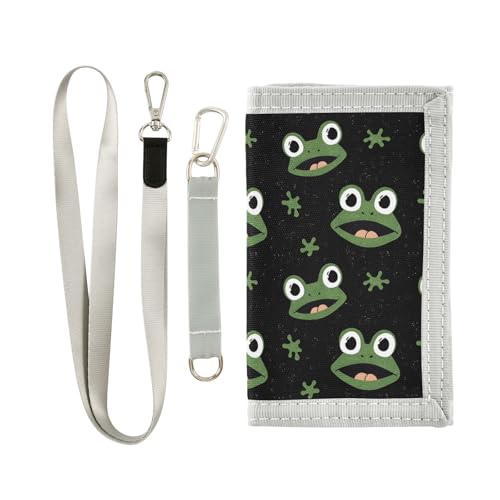 ALAZA Kids Wallets for Boys Girls Toddler Trifold Wallet Children Small Cute Frog Pattern with Zipper Coin Pocket