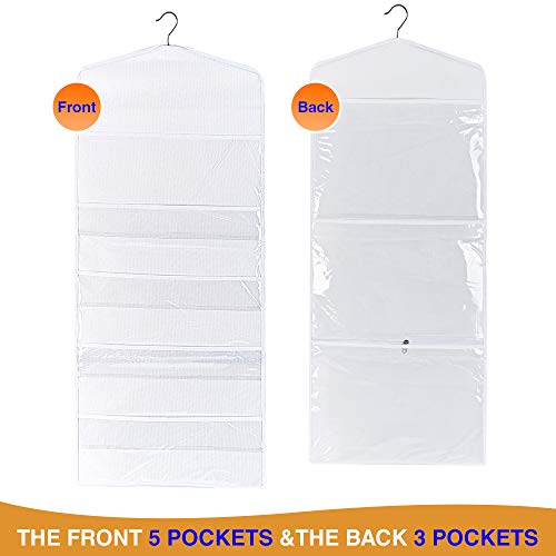 Propik Hanging Double Sided Gift Bag Storage Organizer With Multiple Front And Back Pockets - Organize Your Gift Wrap, Tissue Paper, And Paper Bags 38 X 16 Inch Pvc (White) #TOP1