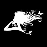 17.6cmx11.1cm Autocollant Décoratif Voiture Thème Design Femme Papillon Vinyle Décor pour Moto, Vélo, Ordinateur Portable, Réfrigérateur, Téléphone Portable, Casque