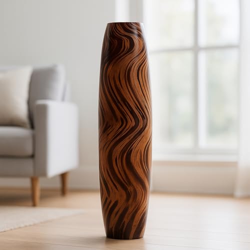 Image of Leewadee Large Floor Vase 34 inches Mango Wood for Pampas Grass, Dried Flowers