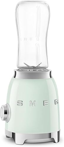 SMEG Licuadora personal estilo retro de los años 50 con perilla retroiluminada y dos botellas libres de BPA de 20.3 fl oz PBF01PGUS verde pastel