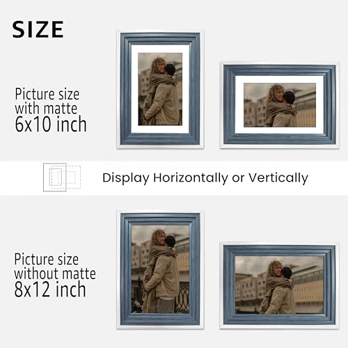 Image of Art Street Luxury Photo Frame for living room, Modern Step Design Photo Frames for Photograph, Art Work, Kids Room Set of 9 (8x12 Inch, Blue)