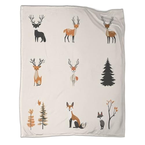 Couverture microfibre 3D à motif d'animaux de la forêt jeté de lit