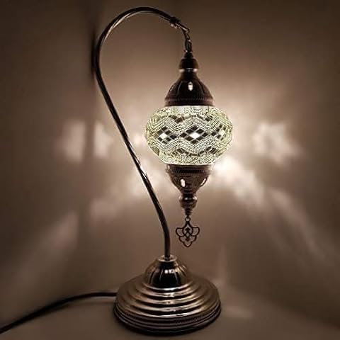 World Home Living Turkish Table Lamp with Glass Mosaic Cover