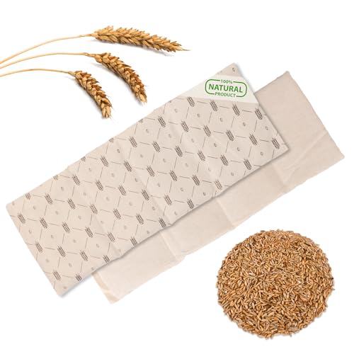 Wagner Wärmekissen aus 100% Baumwolle (Large 20x53 cm) - Mikrowellenkissen mit Weizenkörnern für Schulter, Nacken & Rücken – Natürliche Kirschkernkissen Alternative