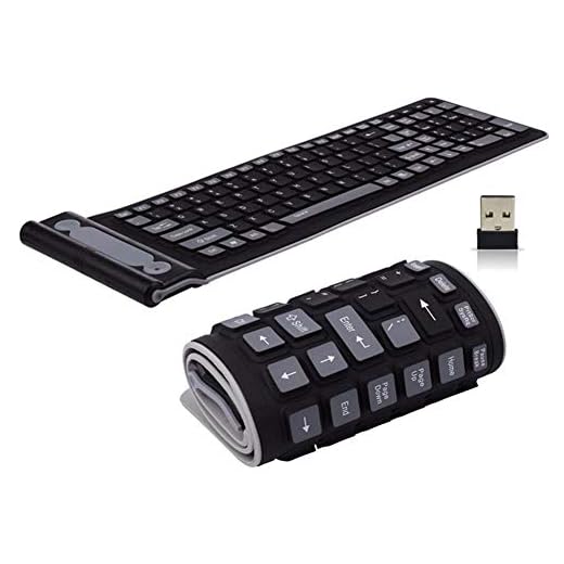 Onlywe 2.4G Wireless Keyboard Waterproof Folding Silicone107-Key Mute Gaming Keyboard with USB Receiver for Notebook Desktop Laptops PC
