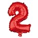 Produktbild Folienballon Zahl XXL Rot 80cm Party Helium Luftballons Geburtstag Deko (Rot-2)