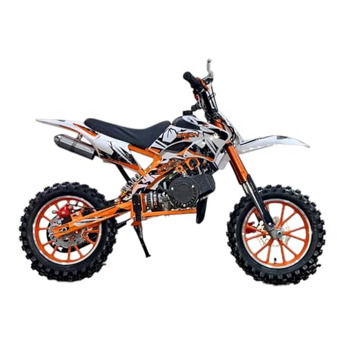 Image of Amaze ZR Super 50cc Petrol Dirt Bike for Kids | 2 Stroke Mini Off Road Bike | Dual Start | Disc Brake | Rear Suspension | Max Speed 45 km /h | Kids Mini Motorcycle (Multicolor Chassis) (Orange)