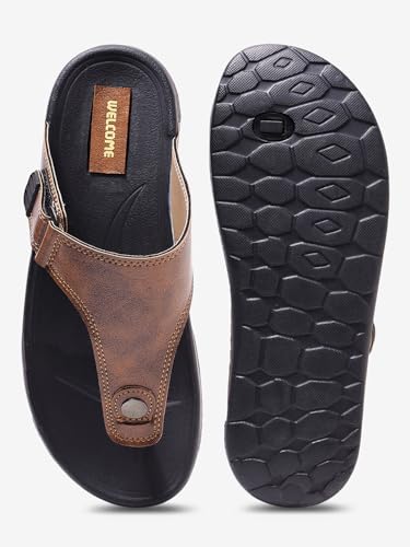 Image of WELCOME Soft Men's Slippers with Cushion FootBed for Adult | Comfortable & Light Weight | Stylish & Anti-Skid | Waterproof & Regular Flip Flops for Gents /Boys
