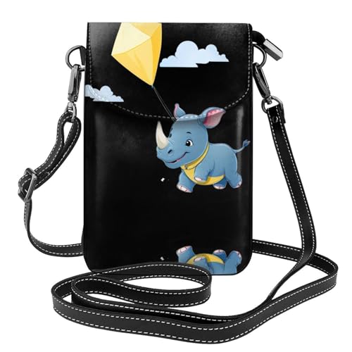Sac téléphone portable en cuir pour marche et voyage imprimé rhinocéros