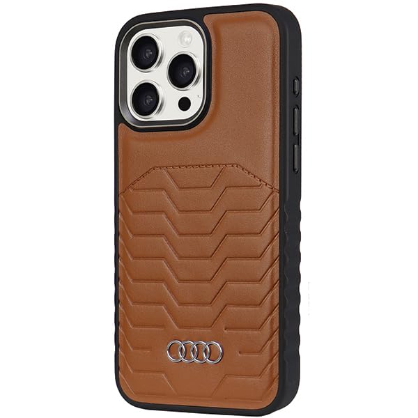 Audi Étui en Cuir synthétique pour iPhone 15 Pro 6,1" Marron Rigide AU-TPUPCMIP15P-GT/D3-BN