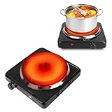 Hot Plate, Countertop Single Cast Iron Burner 1500 W Electric Stove with 5 Levels Adjustable Temperature & Knob Control, Portable Cooktop for Home/RV/Camping (Black)