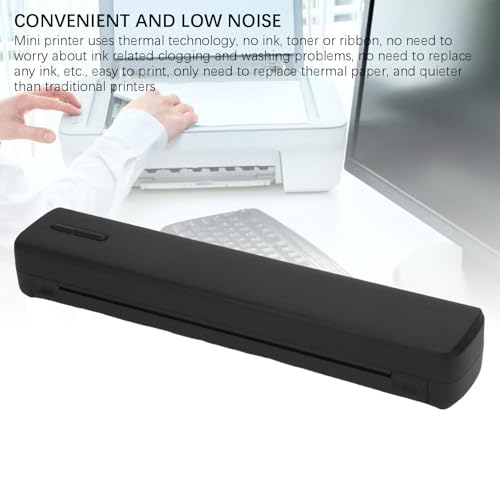 Image of Thermal Printer, Portable Inkless Wireless Printer Compact Size Fast 4-6s Print 203DPI Resolution with USB C Connectivity for Office Travel Home School