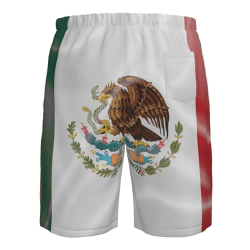 Silk Style Flag of Mexico Men's Shorts Beach Casual Swim Board Trunks3