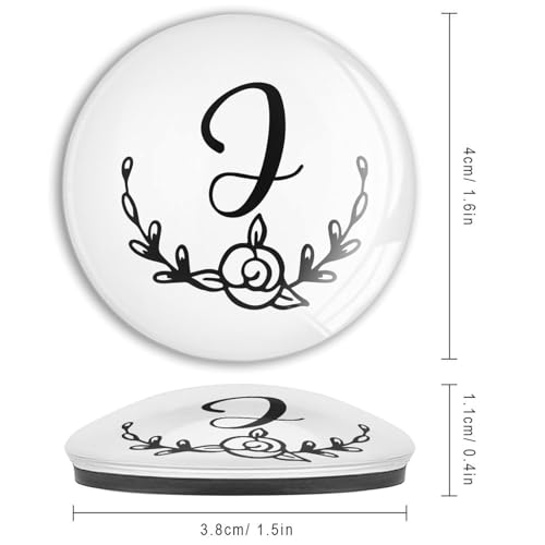 Imanes de pizarra para oficina personalizados con inicial J y motivo floral de cristal 4