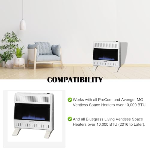 Image of Hiorucet MGB100 Wall Heater Blower Fan Kit for ProCom Blue Flame or Infrared Vent-Free Wall Heaters and Avenger MG Style Gas Space Heaters Over 10,000 BTU with Thermostat Controlled. (2016 to Later)