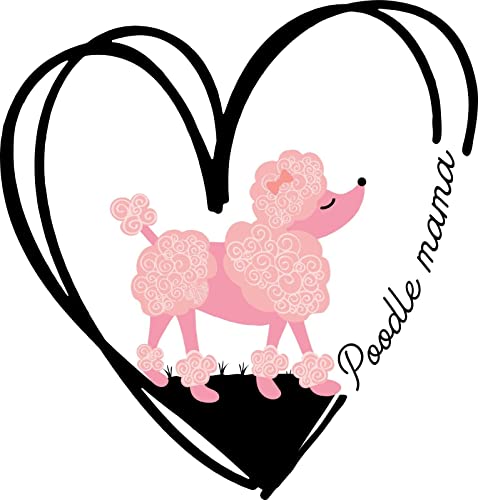 Image of Poodle Sticker Mom Paw He Pink Mama Black White Car Truck Window (4 Inch)