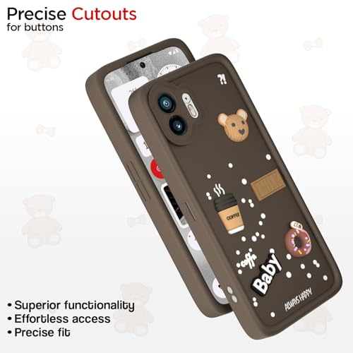Image of Pikkme Back Cover for Nothing Phone 2 | Cute Fun Cartoon 3D Bear Silicone Full Body Protection Bumper Case (Brown)