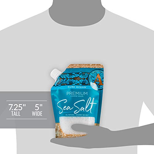 SaltWorks Premium Sea Salt, Coarse, Artisan Pour Spout Pouch, Pure Ocean, 16 Ounce