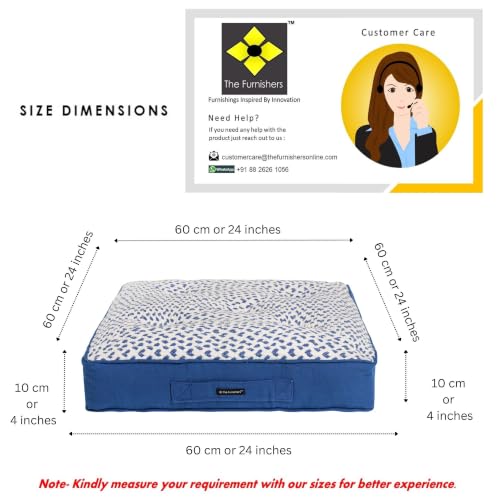 Image of Reversible 60x60x10 cm Blue Woven Quilted Floor Cushion with Cotton Filler for Seating, Patio Seat, Meditation, Yoga, Pooja, Guests, Living Room, Bedroom, Large Size 24x24x4 Inch