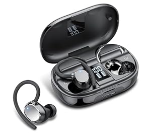 Bluetooth Kopfhörer Sport, Kopfhörer Kabellos Bluetooth 5.4 mit 4 ENC Noise Cancelling Mic, 128 Std mit Ladekoffer LED Anzeige, Bequemer Sitz, IPX7 wasserdichte Ohrhörer mit Ohrhaken für iOS Android