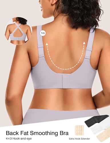 Image of VRVOCIE Wireless Bras for Women No Underwire Crossover V Mesh Seamless Supportive Bralettes Full Coverage Everyday Bra