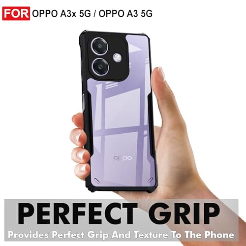 Image of Zapcase Back Case Cover for Oppo A3X 5G | Compatible for Oppo A3X 5G Back Case Cover | Clear Case with Camera Protection | (TPU + PC | Matte Black)